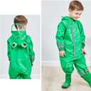 SSAWcasa Toddler Rain Suit, Kids Muddy Play Buddies One Piece Hoodie Rain Jacket Coat Poncho Gear Coverall Baby Girl Boy (Green, S)