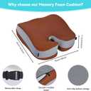 Seat Cushions for Office Chairs Wheelchair Cushion for Long Sitting Back PainMemory Foam Seat Car Computer Desk Chair CushionCoccyx Cushion for Tailbone Pain Relief Cushion Office Chair Brown