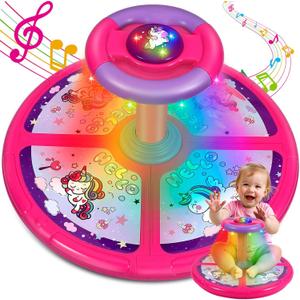 Unicorn Sit and Spin Toys for Toddlers 1 2 3 4 5 6 Years Old, Bigger Size, Christmas Birthday Gift for Kids Boys Girls with Music & LED Lights, 360°Spinning Seat Sensory Toys for 18M+