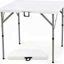 34" Square Folding Card Table, 3ft Foldable Portable Plastic Table, 34" x 34" x 15.7" or 29.1"