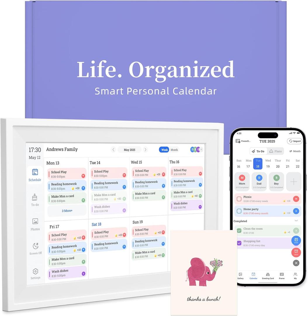 10.1 Smart Digital Calendar - Interactive Touch Screen, HD Display, Wall Mountable Family Organizer with Chore Chart, To-Do Lists & App Sync for Home & Office, Warm Motherss Day Gift, Gift for Her