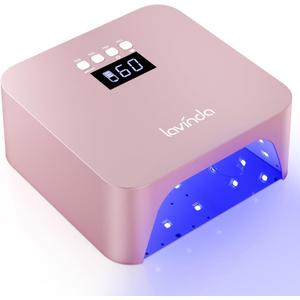 Lavinda 48W Nail Lamp, Rechargeable Cordless UV Light for Gel Nails LED Nail Dryer with Auto Sensor, 4 Timer Settings & LCD Display, Fast Curing Light All Gel Polish for Home&Salon (NovaGlow RoseGold)