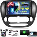 Car Radio for Kia Soul 2014 2015 2016 2017 (Manual A/C): [2G+64G] 9 inch Car Stereo with Wireless Carplay Android Auto, Touch Screen Upgrade for Kia Soul with GPS Bluetooth WiFi SWC FM RDS