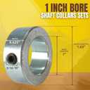 (4-Pack) 1 Bore Solid Steel Shaft Collars with Zinc Plated Coating - Durable Shaft Collars Suitable for Machinery and Industrial Use