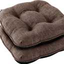 Chair Cushions for Dining Chairs Set of 2, Kitchen Chair Cushions, Chair Pads with Ties and Non Slip Backing, Tufted Memory Foam Seat Cushion 2 Pack, 15.5" x 15.5" x 4", Brown