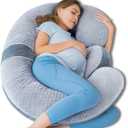 QUEEN ROSE Pregnancy Pillow E Shaped with Detachable Wedge, Adjustable Full Body Maternity Pillow for Sleeping, Dual-Sided Velvet Cover, 60 Inch Support for Side Sleepers, Grey