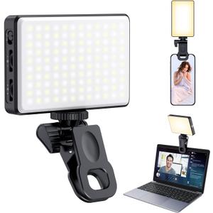 120 LED Phone Light, Selfie Light for iPhone, 5000Mah Rechargeable Clip Video Light for Phone, Camera, Laptop, iPad, Adjusted 3 Lights Modes for Selfie, Video Conference, TikTok, Vlog (Black)