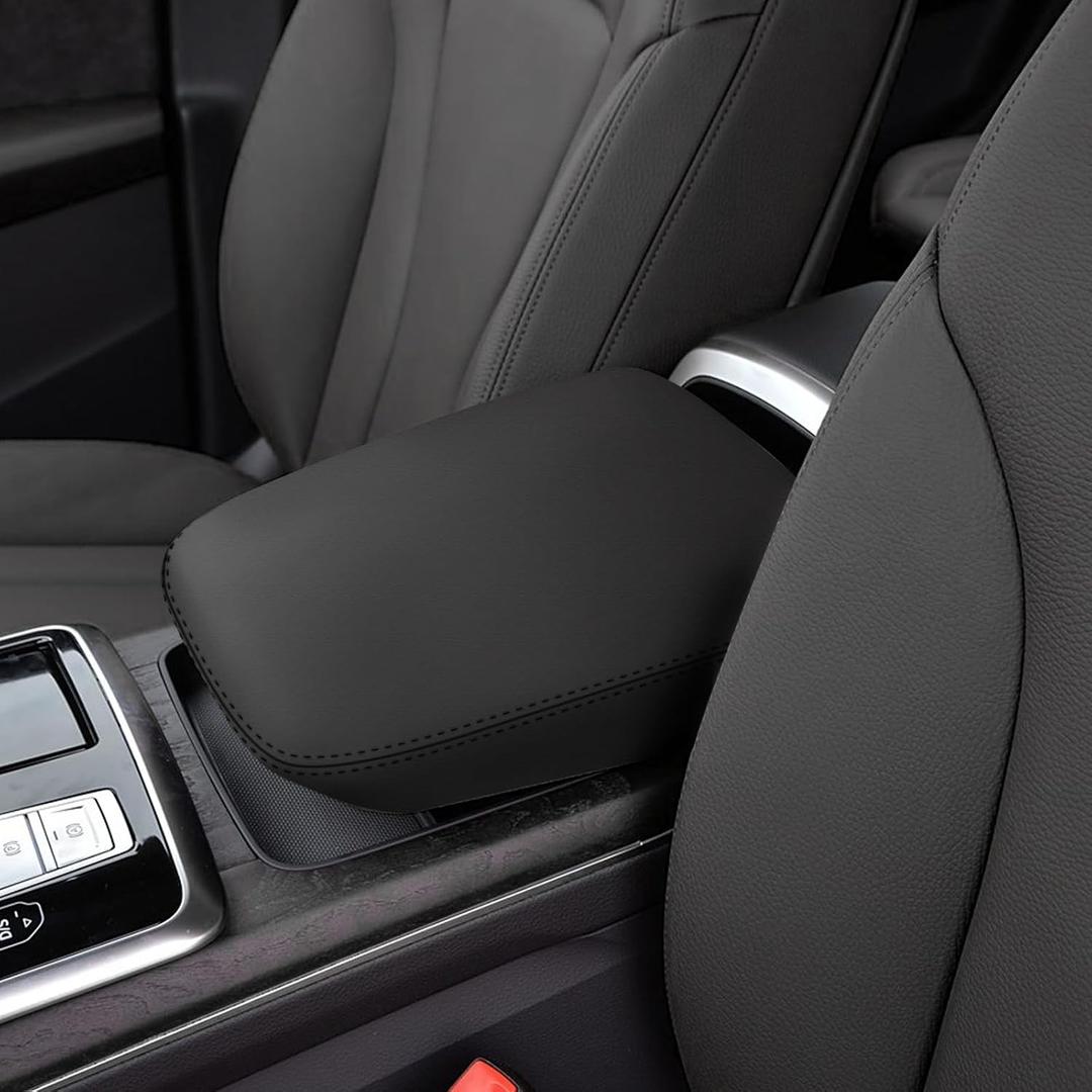 Center Console Cover for Audi Q8 2019-2025 (Black) Armrest Cover for 2019 2020 2021 2022 2023 2024 2025 Audi Q8 Accessories