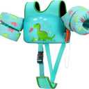 HeySplash Toddler Swim Vest, Toddler Floaties Fit 13-30 Lbs, Puddle Kids Jumper with Adjustable Strap, Pool Float Jacket Arm Floaties Baby Floatie Water Wing, Pool Sea Swimming Aid (F-6-15kg Green)