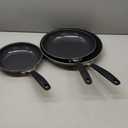 OXO Non-Stick Every Day Frying Pan Set, BPA-Free Comfort Grip Silicone Handles, Dishwasher & Oven Safe, PFAS-Free Ceramic Skillets, Black, 8, 10 & 12