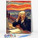 Aeontinity The Scream Accountant Occupation Framed Canvas DIY Paint by Numbers Kit Bar Cafe Cave Home Room Wall Bathroom Porch Patio Decor Gift, 16 x 12 Inch