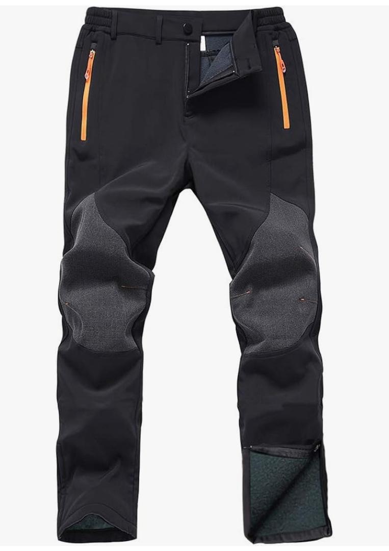 Gash Hao Mens Snow Ski Waterproof Softshell Snowboard Pants Outdoor Hiking Fleece Lined Zipper Bottom Leg 32x32