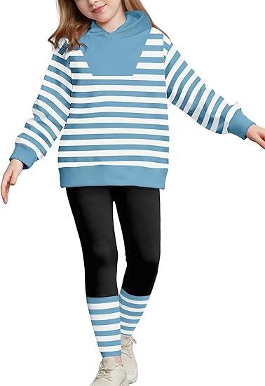 Pullover Hoodie Sweatshirt and Leggings Set Little Girls Clothes 3-4Y