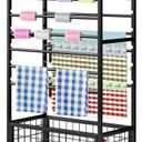 16 Tier Ribbon Holder Rack, Multifunctional Flower Wrapping Paper Rack,Double-Sided Ribbon Spool Shelf Suitable for Flower Shop, Craft Room, Cake Shop Ribbon Display Stand (Black)
