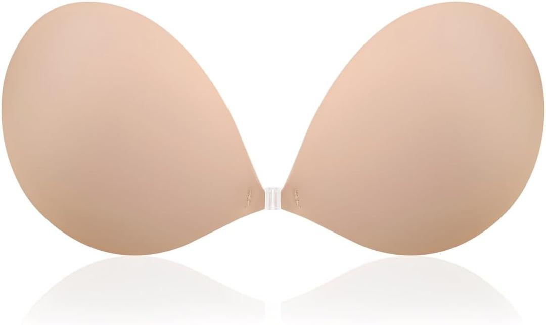 MITALOO Adhesive Bra Invisible Sticky Strapless Push up Backless Reusable Silicone Covering Nipple Bras, Cup Size: D