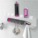 Storage Holder for Curling Iron and Flat Iron, Clear Acrylic Hair Dryer Organizer with Hooks for Wand Barrels Curling Barrels Shower Caps Towels & Hair Accessories Storage