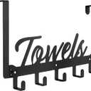 Azmoncy Over The Door Hooks, Towel Rack Towel Hooks for Bathroom, Towel Holder for Hanging Heavy Duty, Door Rack Over Door Hanger with 5 Coat Hooks for Bedroom Bathroom Kitchen, Black