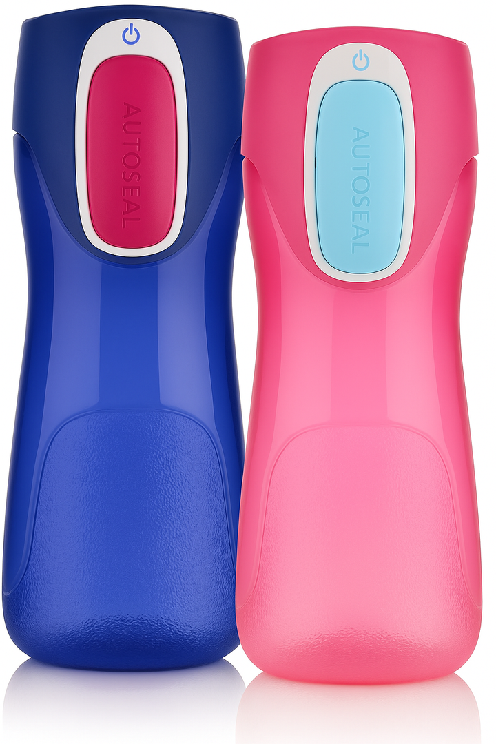 Contigo AUTOSEAL Trekker Kids Water Bottles, 14 oz.,  Pack 2-Pack, (Pink Blue)