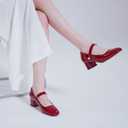 Naiyee Mary Jane Shoes Women Chunky Heel Ankle Strap Dress Shoes for Women Low Heels Close Rounded Toe Pumps