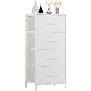 DUMOS Nightstand, Bedside Table with 4 Fabric Drawers, 11.8"D x 17.7"W x 37.4"H