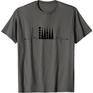 Backgammon Heartbeat Board Game Night T-Shirt, M, Asphalt Grey
