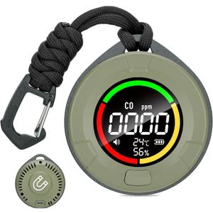 Portable Carbon Monoxide Detectors for Travel, Mini 3-in-1 Carbon Monoxide Monitor with Magnetic Suction, RV CO Detector Alarm Temp/Humidity Sensor, Rechargeable CO Monitor 120HR Standby
