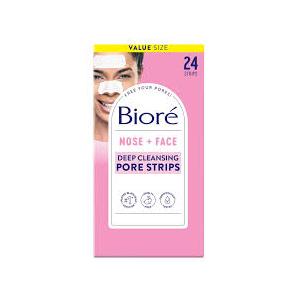 Bior Nose+Face Blackhead Remover Strips, Deep Cleansing Strips for Nose, Chin, or Forehead, Instant Blackhead Removal and Pore Unclogging, Oil-free, Non-Comedogenic Use, Value Size 24 Count
