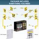 TICONN Double Front Door Handle Set, Heavy Duty Square Door Lever and Single Cylinder Deadbolt Combo for Side by Side Entrance Exterior Doors (Polished Brass)