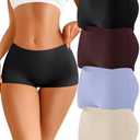 CUTE BYTE Womens Seamless Boy Shorts Underwear Soft Stretch No Show Boxer Shorts Briefs Panties for Ladies 4 Packs, XL