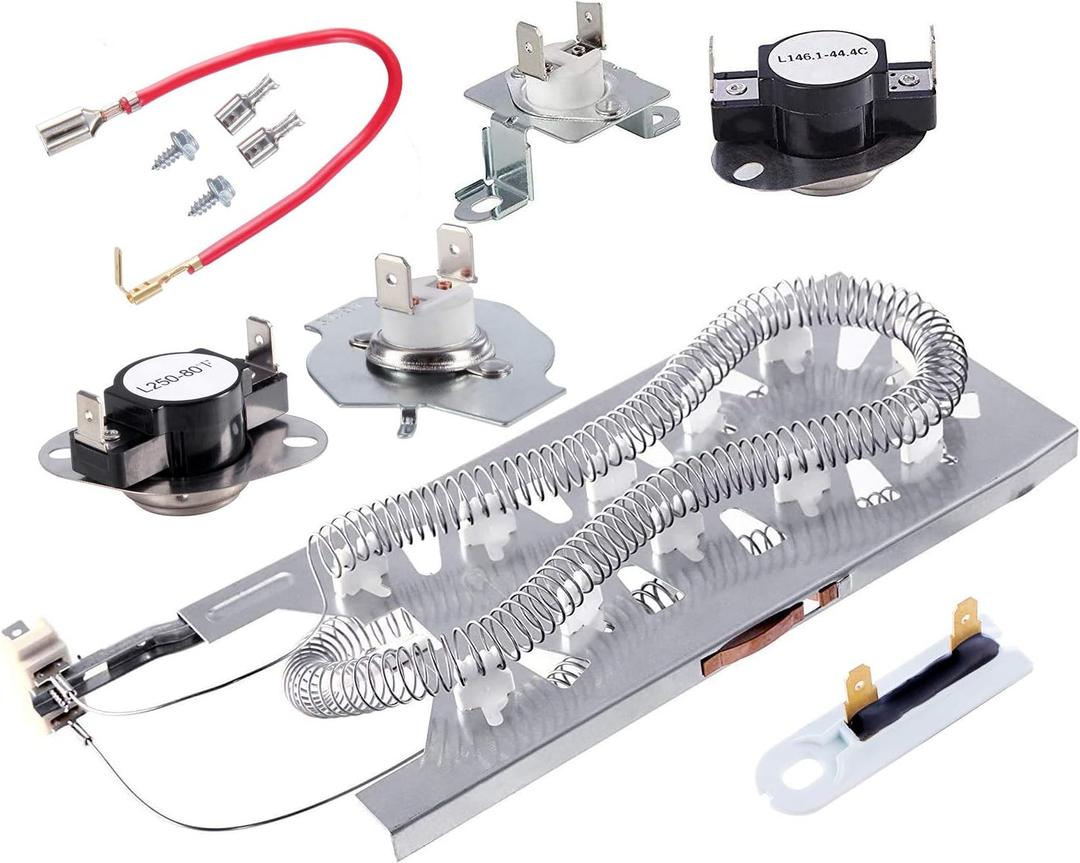 3387747 Dryer Heating Element & 279816 Thermostat Kit & 279973 3392519 Thermal cut-off Fuse Replacement Compatible with Kenmore, Samsung, Whirlpool, KitchenAid electric dryers and more.
