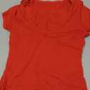 Womens Basic V Neck Short Sleeve T Shirts Slim Fit Crop Y2k Tee Shirt 2025 Summer Cute Gym Fashion Clothes Streetwear, Size M