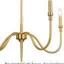 5 Light Farmhouse Brass Chandelier Light Fixture, Modern Pendant Lighting for Kitchen, Dining & Living Room, Brushed Gold Finished