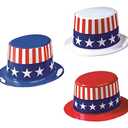 Amscan International 253002-99 USA Assorted Designs Plastic Top Hat, One Size 8 Pcs
