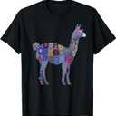 Peru Souvenir Llama Alpaca Flowers Peruvian Souvenir T-Shirt, XL