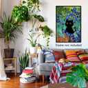 CAXIYSH Black Cat Poster Irises Garden Wall Art Abstract Flowers Canvas Pictures Famous Painting Cat Art Print for Gallery Aesthetic Room Wall Decor 16X24 inch Unframed