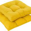 Downluxe Outdoor Chair Cushions Set of 2 for Patio Furniture, Water Resistant Tufted Overstuffed Patio Furniture Cushions, Thick Outdoor Seat Cushion, 19" X 19" X 5", Yellow