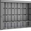 MOGELAFOO 83 Inch Wide Portable Closet Wardrobe, Clothes Storage Rack Organizer with Cover, 5 Clothes Hanging Rods and 10 Storage Shelves, Grey