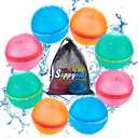 Reusable Water Balloons with Mesh Bag, Latex-Free Silicone Quick Self-Sealing Water Splash Bomb for Kids Adults Water Game, Bath Toy, Pool Toy, Summer Party Supplies (8PCS)
