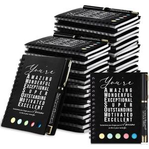 Jetec 25 Sets Team Employee Appreciation Gifts Bulk Office Business Inspirational Team Together Spiral Notebooks with Ballpoint Pens Thank You Team Gifts for Boss Coworker (Black,You Are)