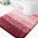 Arotive Microfiber Bathroom Rugs, Shaggy Soft and Absorbent Contour Toilet Rugs, Non-Slip, Thick Plush Machine Washable Dry Bath Mats for Toilet Base, 24x20, Burgundy, U-Shape