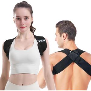 VKN Posture Corrector with Heavy Shoulder Straps - One-Piece Back Brace for Daily Workout & Gym - Breathable Elastic Spine Alignment Trainer for Men and Women - Snug Fit Body Shape Corrector for Home & Office L
