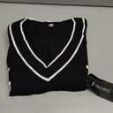 AKEWEI Womens V Neck Sweater Short Sleeve Lightweight Knit Summer Fall Tops with Decorative Buttons, XL, Black