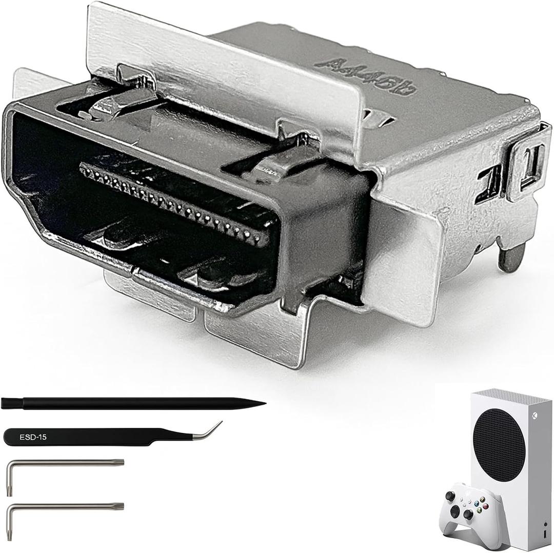 HDMI Port Replacement Kit for Xbox Series S, Display Socket Jack Connector Repair for XSS Console (Original OEM Quality), Including Tools (Screwdrivers, Tweezer, Spudger)
