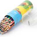 Deli 48 Pack Colored Pencils with Built-in Sharpener in Tube Cap, Vibrant Color Presharpened Pencils for School Kids Teachers, Soft Core Art Drawing Pencils for Coloring, Sketching, and Painting