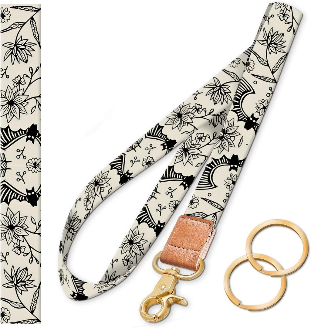 Long Neck Lanyard, Key Lanyard, ID Badge Holder, Car Key Lanyard, Wallet Lanyard, Halloween Bats
