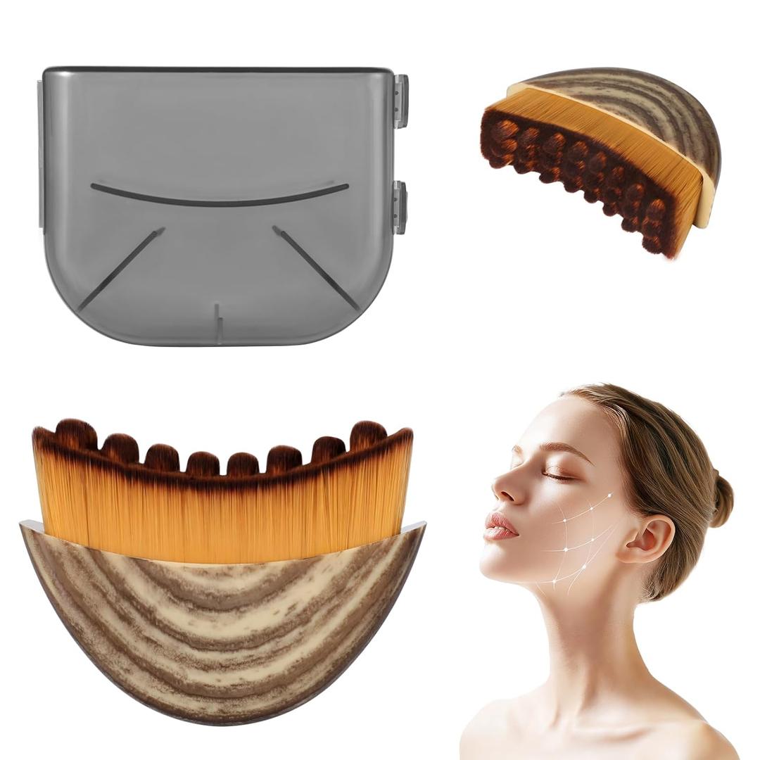 2 x New Lymphatic Contour Face Brush, Dry Brushing Face Brush for Chin & Jawline Sculpting, Body, Ergonomically Designed to Fit The Skin Precisely and Relieve Fatigue with Case
