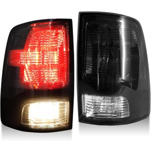 MAYELLO Pair Smoked Tail Lights w/Bulbs for 2009-2018 Dodge Ram 1500/2500/3500,2019-2024 Ram 1500 Classic, Brake Rear Lamps- Fits Factory Halogen Trims Only (Black)