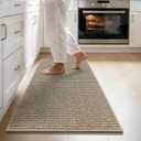 JSEI 17''x48'' Non-Slip Kitchen Runner Rug, Polypropylene Kitchen Mats, Machine Washable Absorbent and Stain Resistant Kitchen Rug, Carpet Mats with TPR Backing for Kitchen, Beige