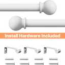 White Curtain Rods for Windows 28-48 inch, 2 Pack 5/8" Curtain Rod Set with Brackets, Splicing Adjustable Curtain Rod for Bedroom, Kitchen, Living Room, Matte White