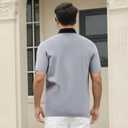 Mens Knit Striped Button Down Shirt Vintage Casual Short Sleeve Old Money Fashion Breathable Top (XL)